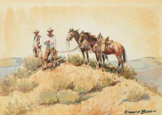 Appraisal: EDWARD BOREIN - Break on the Trail watercolor on paper