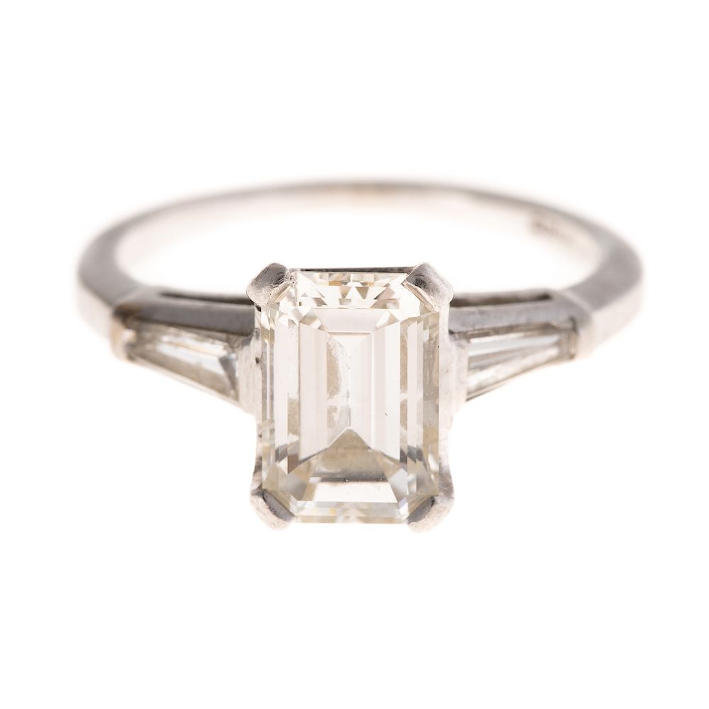 Appraisal: A ct Emerald Cut Diamond Engagement Ring Platinum classic engagement