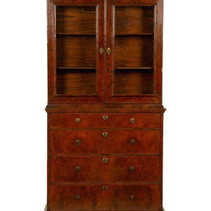 Appraisal: A George II Burl Walnut Secretary TH CENTURY Height x