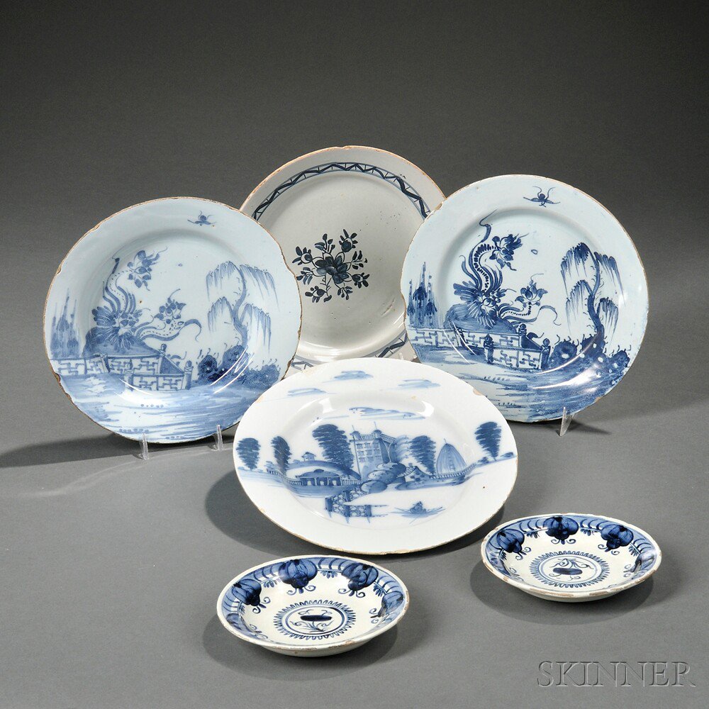 Appraisal: Six English Delftware Plates th century each with blue decoration