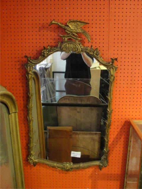 Appraisal: Giltwood Mirror with Bird Crown From a White Plains home