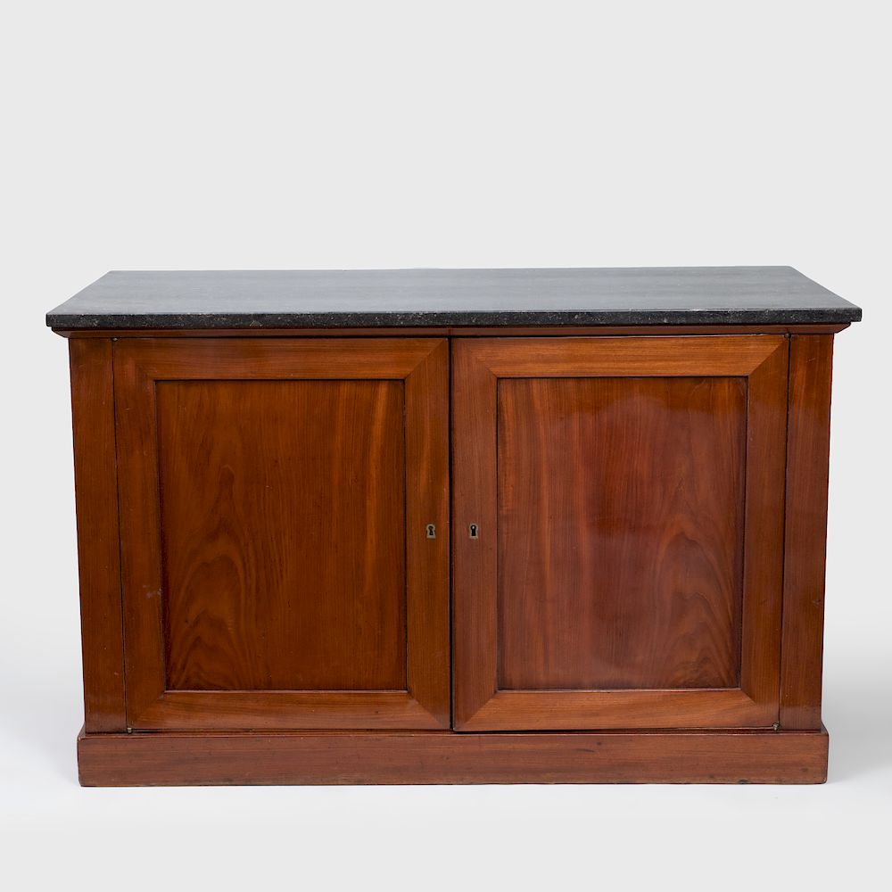 Appraisal: Empire Mahogany Side Cabinet Fitted with a marble top and