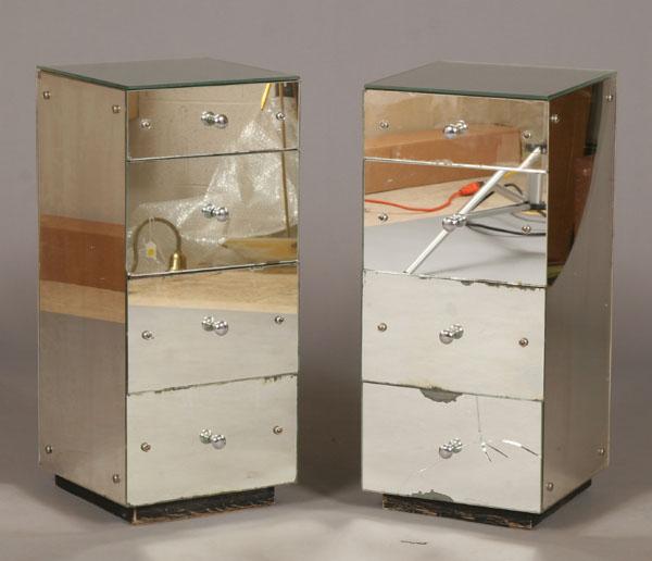 Appraisal: Art Deco mirrored stands chests each with four drawers and