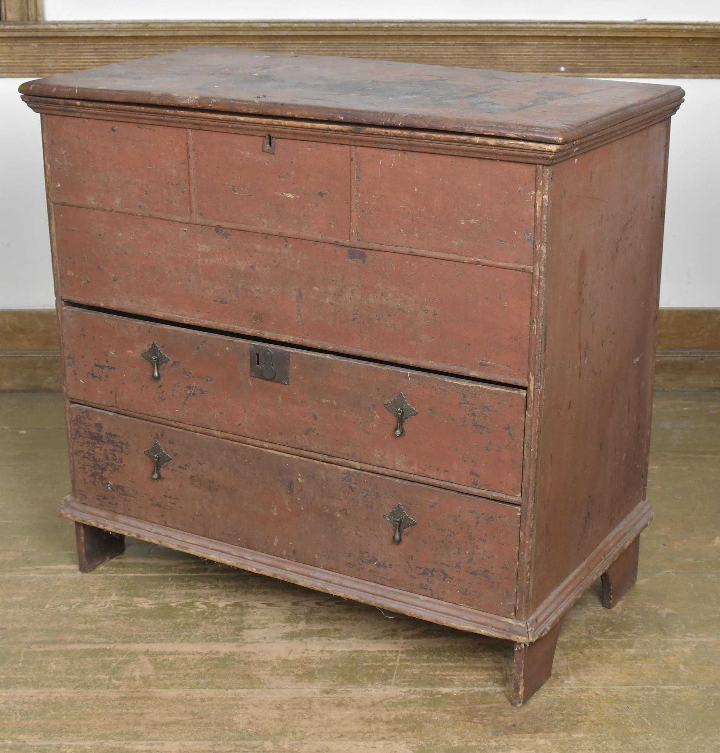 Appraisal: TH C QUEEN ANNE PAINTED BLANKET CHEST Ca New England