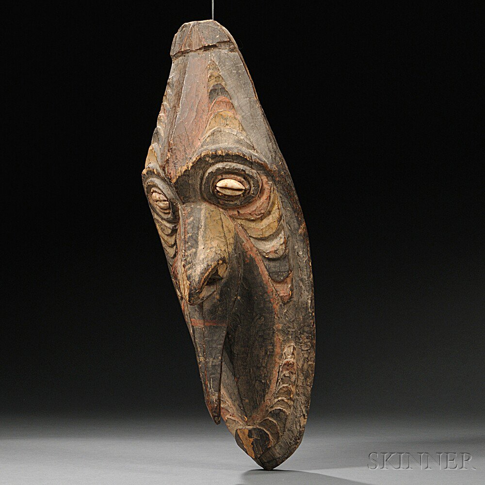 Appraisal: New Guinea Carved Wood Mask Sepik River Kanduanum Village stylized