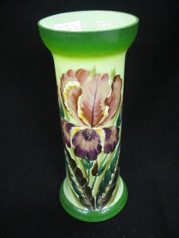 Appraisal: Victorian Enameled Art Glass Vase green milk background excellent