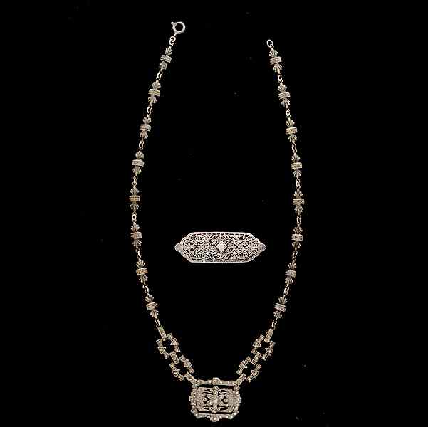 Appraisal: Marcasite Necklace A sterling silver Marcasite necklace all signed pieces