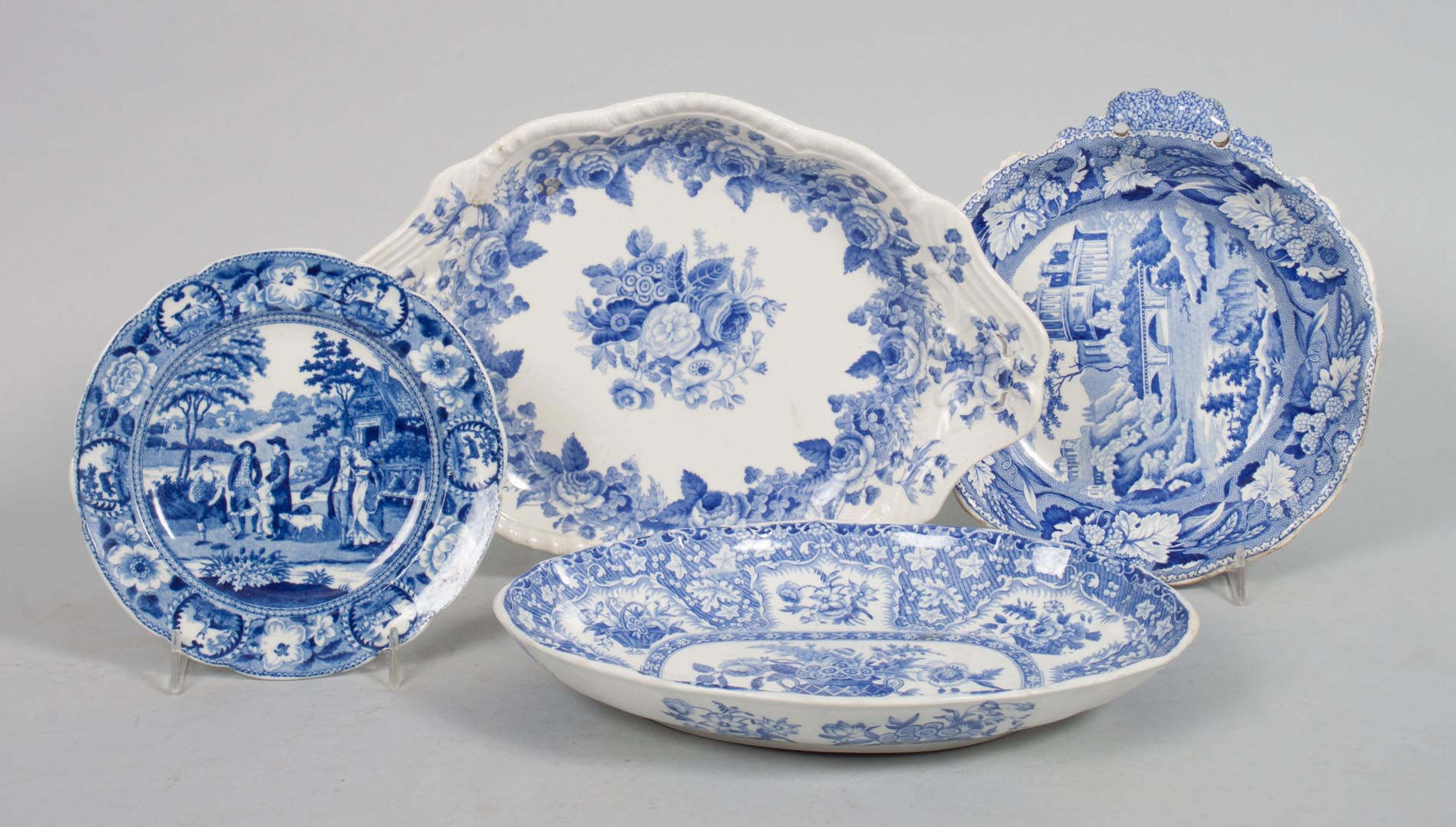 Appraisal: Four Staffordshire blue transferware dishes first quatrer- th century including