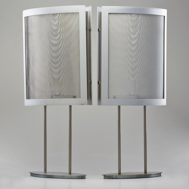 Appraisal: ITALIAN Pair Ta Giulia table lamps Anodized aluminium Paper labels