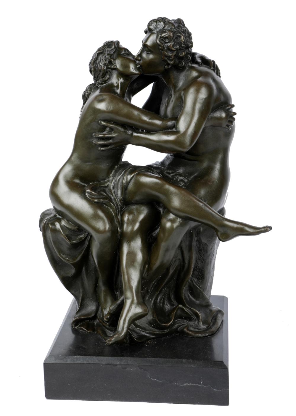 Appraisal: MILO MIGUEL FERNANDEZ LOPEZ B LOVERS' EMBRACEpatinated bronze mounted to