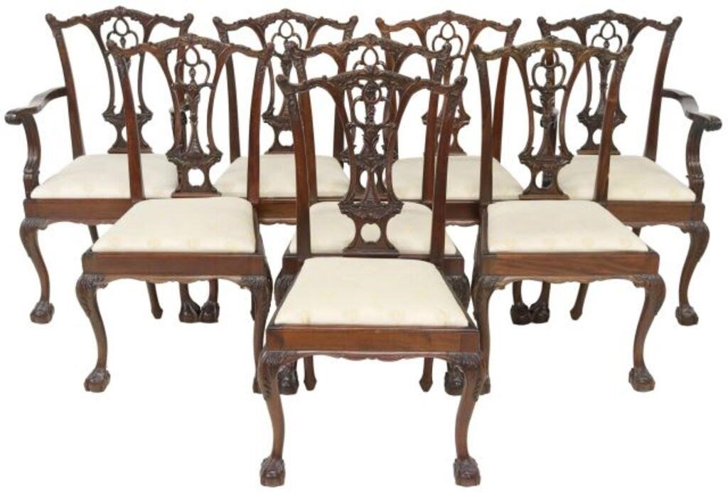 Appraisal: lot of Chippendale style mahogany dining chairs th c including