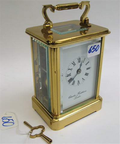 Appraisal: BRASS CARRIAGE CLOCK Charles Frodsham Co Ltd London Clockmaker to