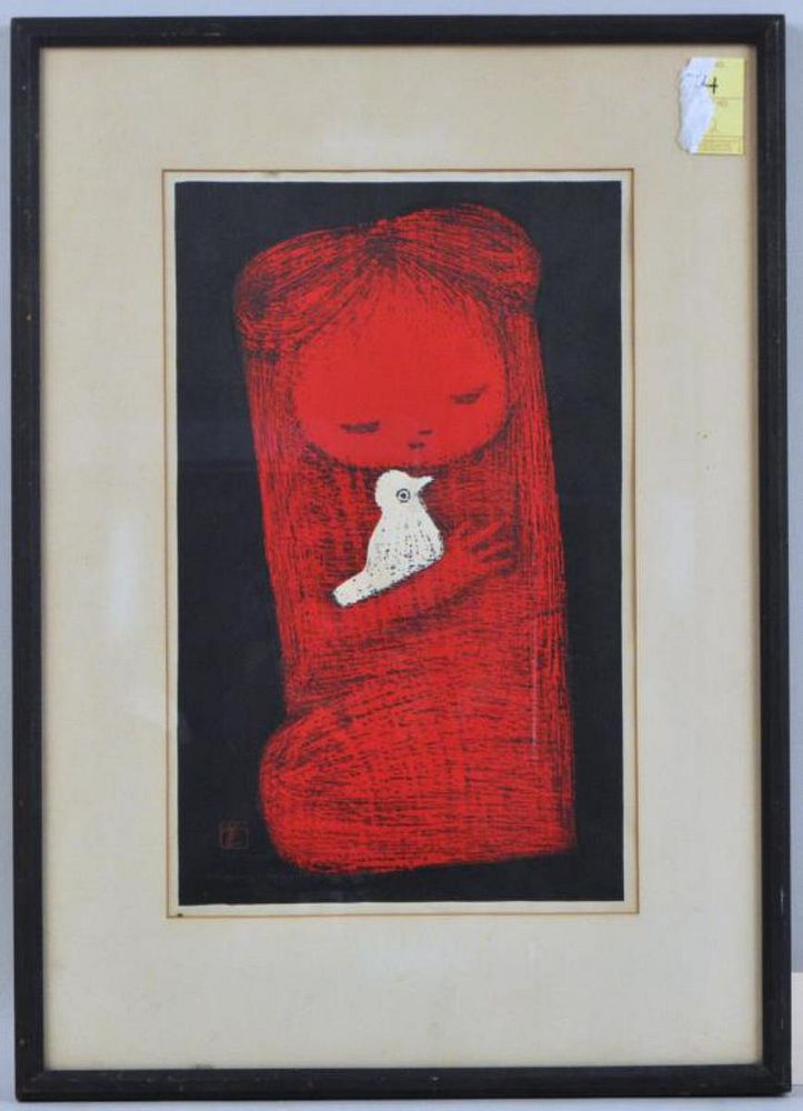 Appraisal: Framed Japanese Woodblock Print Kaoru Kawano - depicting a child