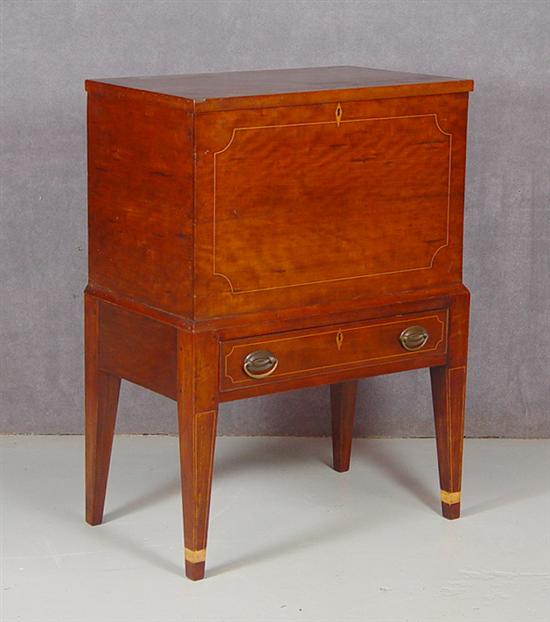 Appraisal: Inlaid Southern Sugar Chest Circa Cherry with poplar secondaries Two