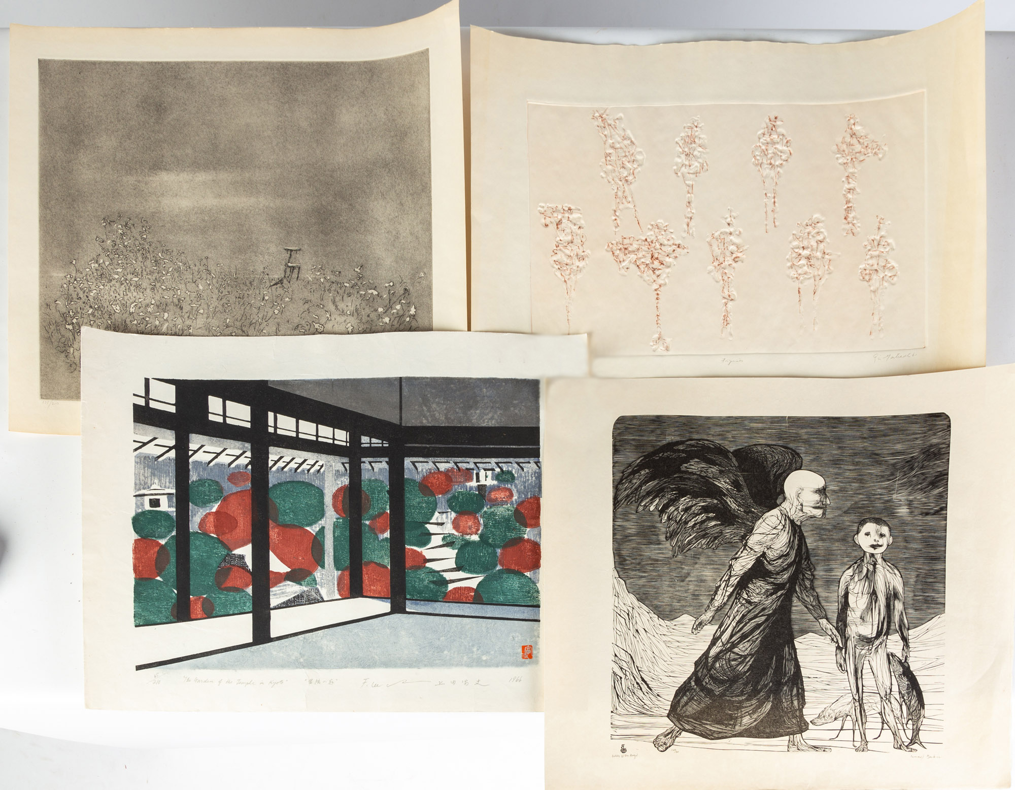 Appraisal: WORKS ON PAPER Leonard Baskin Japanese woodblock prints and engravings