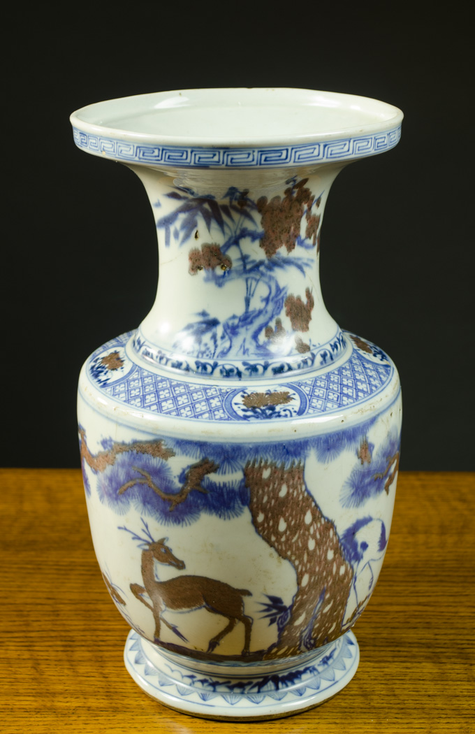 Appraisal: CHINESE POTTERY BALUSTER VASE with flared lip rim over low