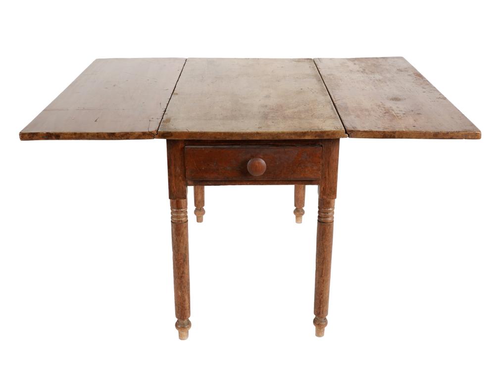 Appraisal: ANTIQUE AMERICAN DROP LEAF TABLE th century having one drawer