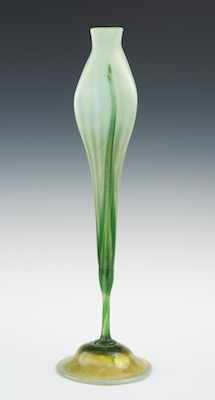 Appraisal: A Tiffany Favrile Floriform Vase ca Soft green floriform with