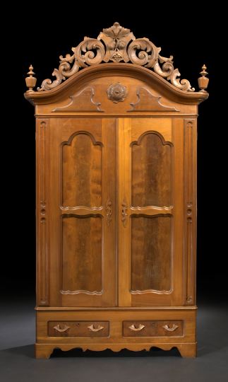 Appraisal: American Rococo Revival Walnut Armoire third quarter th century the