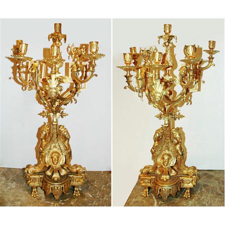 Appraisal: Pair of Louis XV Style Gilt-Metal Eight-Light Candelabra Estimate -