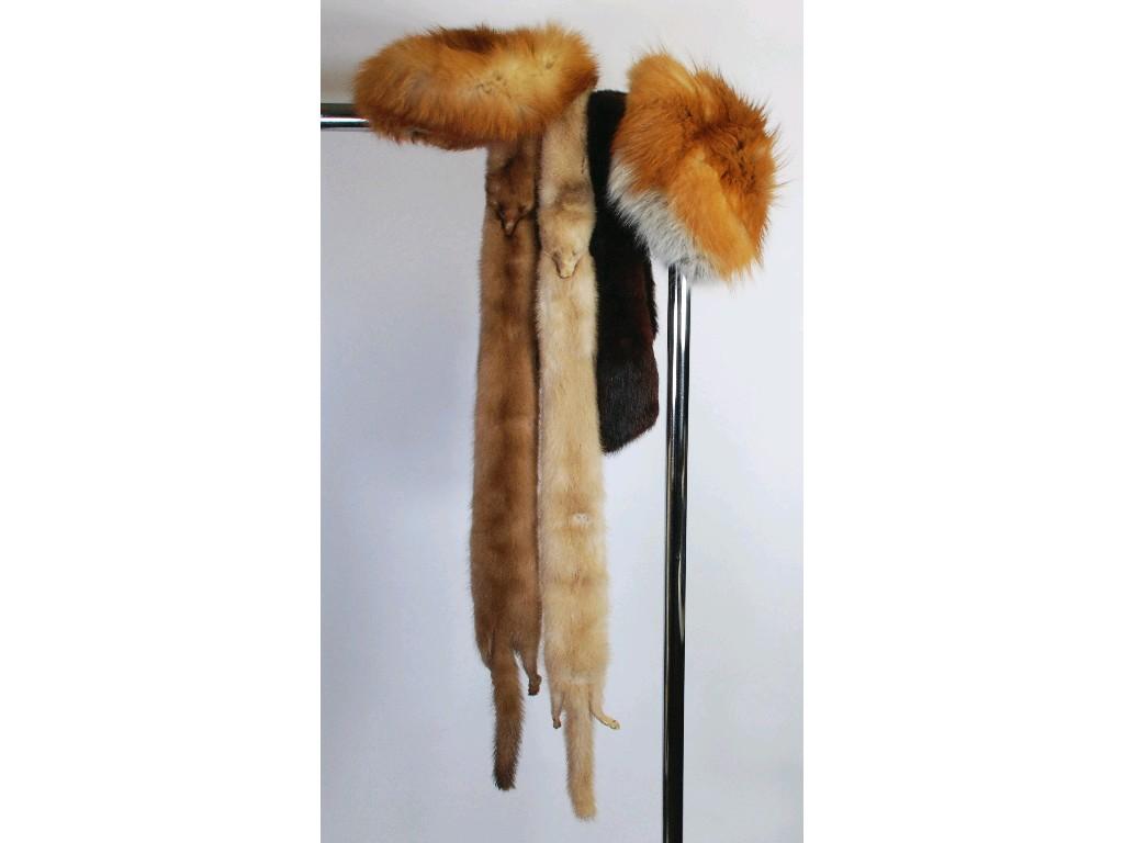 Appraisal: TWO LADIES FOX FUR CIRCULAR HATS two PALE MINK TIES