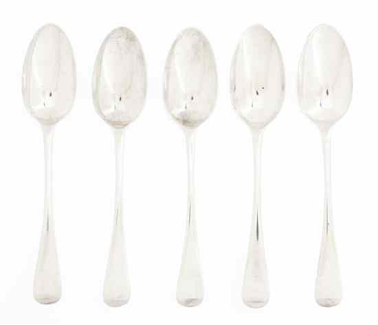 Appraisal: A Set of Five George III Silver Tablespoons William Eley