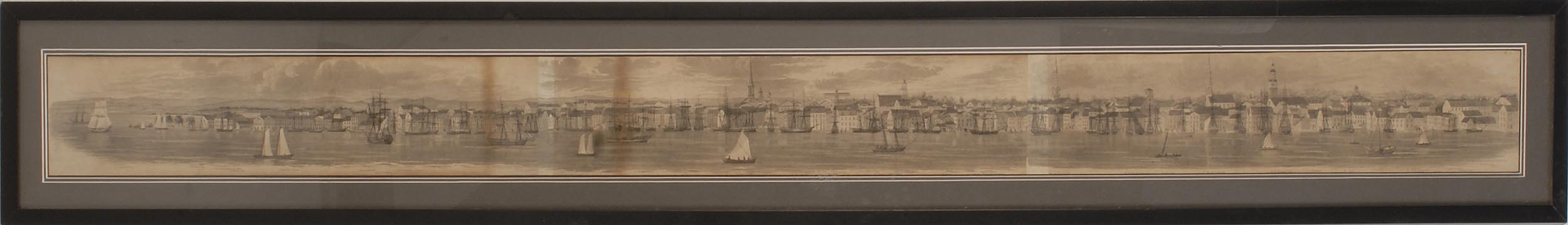 Appraisal: FRAMED TH CENTURY PRINT View of New York Harbor Mat