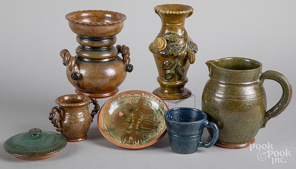 Appraisal: Six pieces of Stahl redware Six pieces of Stahl redware