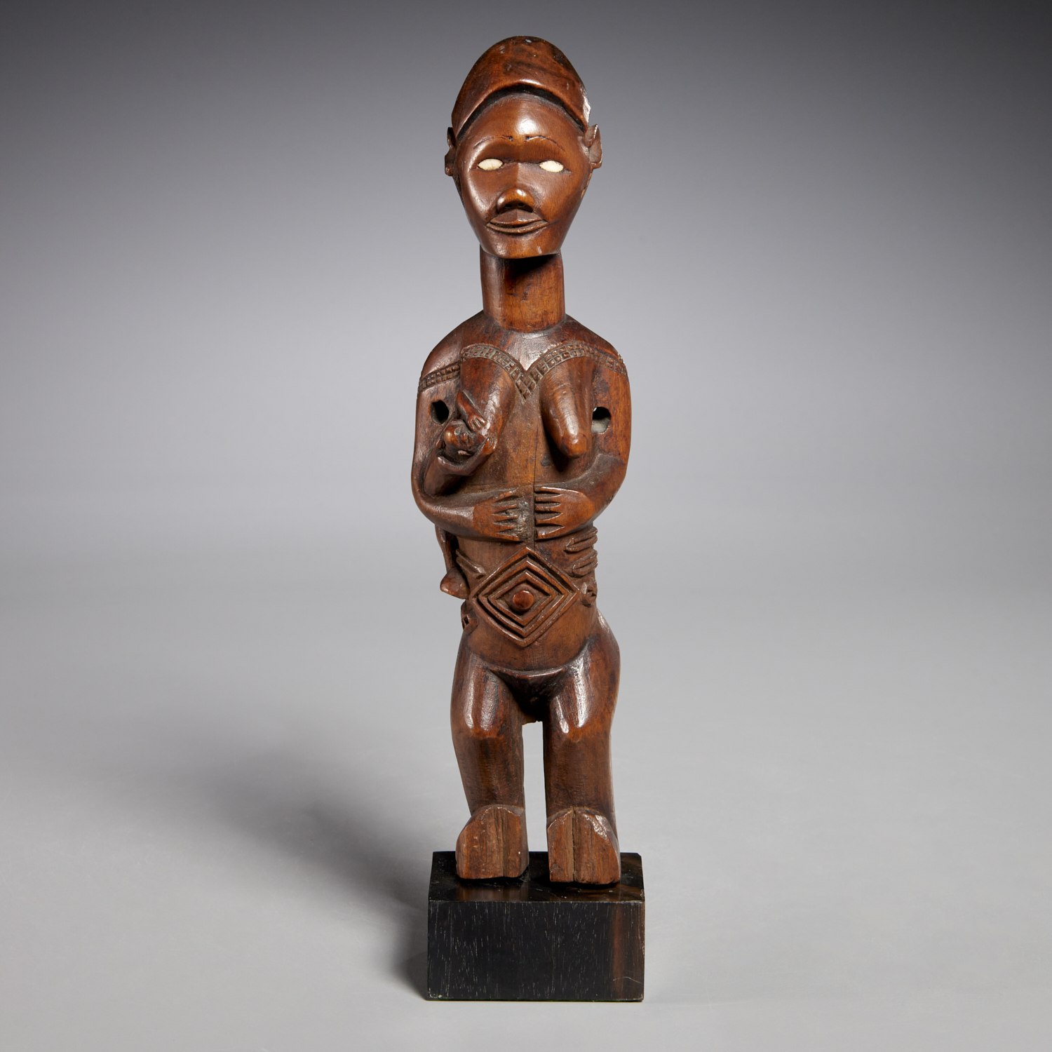 Appraisal: BEMBE PEOPLES FEMALE ANCESTOR FIGURE DRC finely carved wooden female