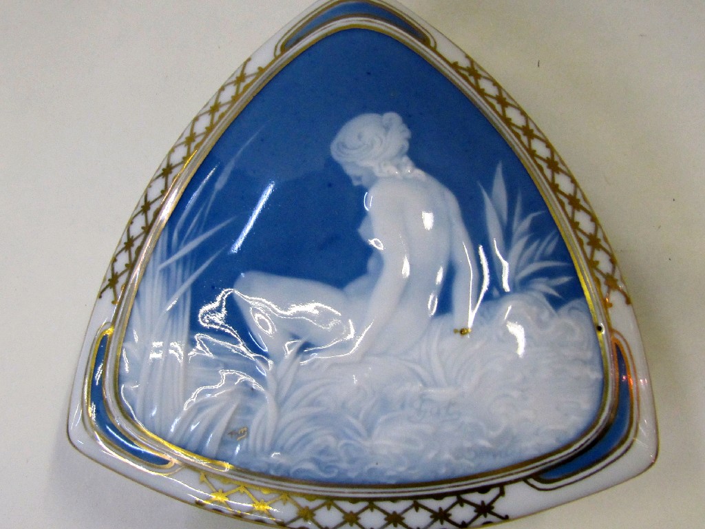 Appraisal: Limoges Pate Sur Pate box and cover of triangular form