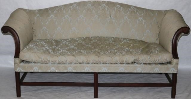 Appraisal: TH C CHIPPENDALE SOFA MOLDED REEDEDLEGS MAHOGANY FRAME DOWN CUSHION