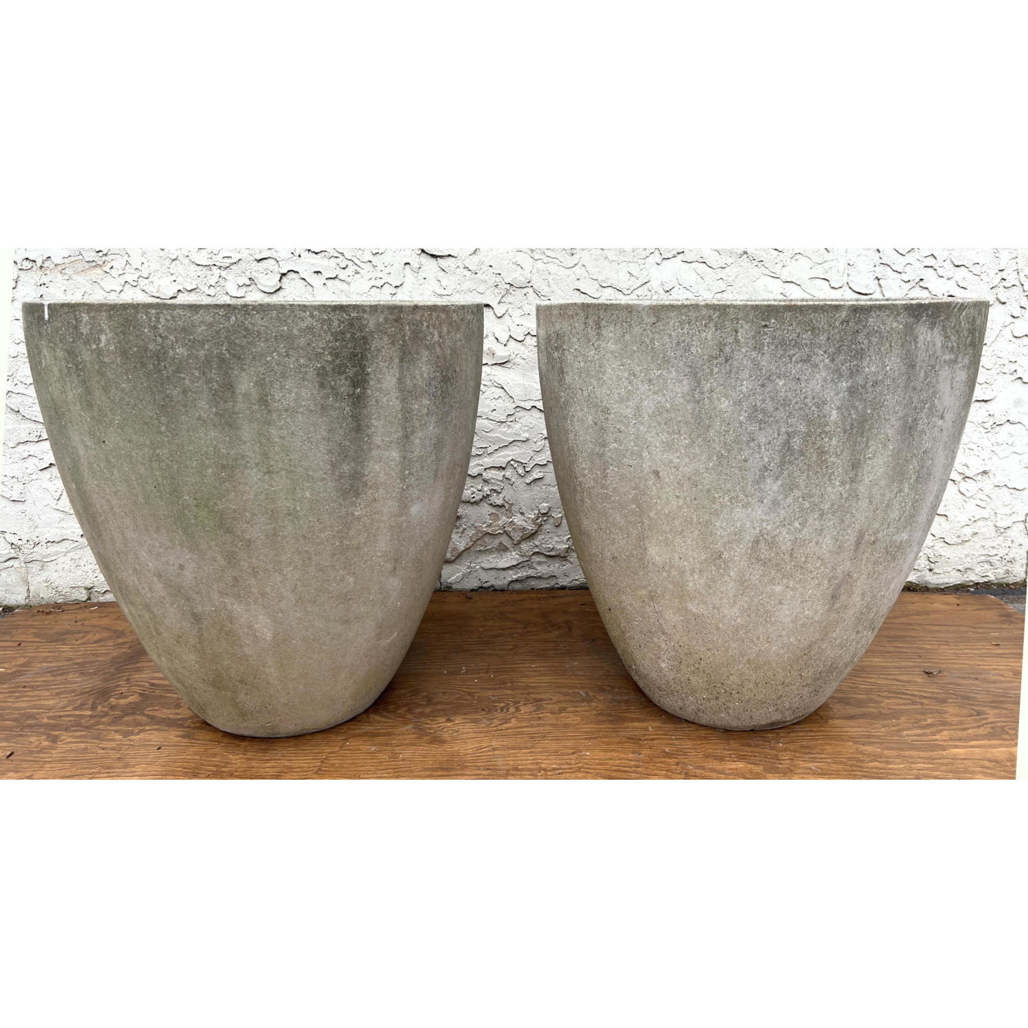 Appraisal: Pair of Large Concrete Composition Planters Mid Century Modern Design