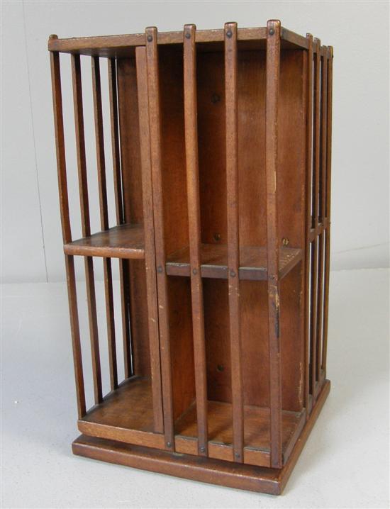 Appraisal: Edwardian miniature oak revolving bookcase h w d in