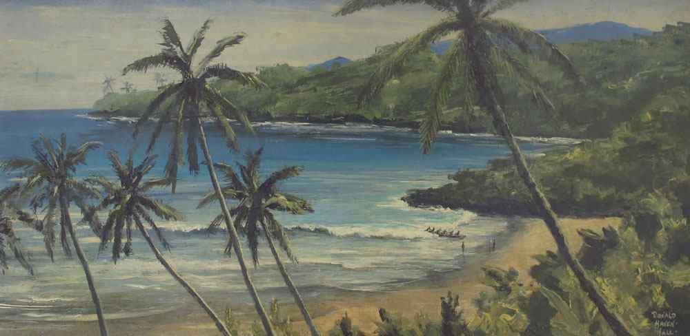 Appraisal: HALL Donald Haven American - Hawaiian Beach Scene with Figures