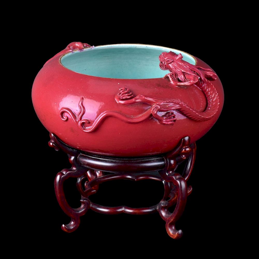 Appraisal: Chinese Bowl Chinese Longquan Style Red Glaze Pottery Bowl with