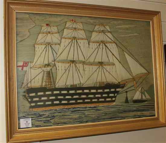 Appraisal: A th century woolwork picture of HMS Victory in modern