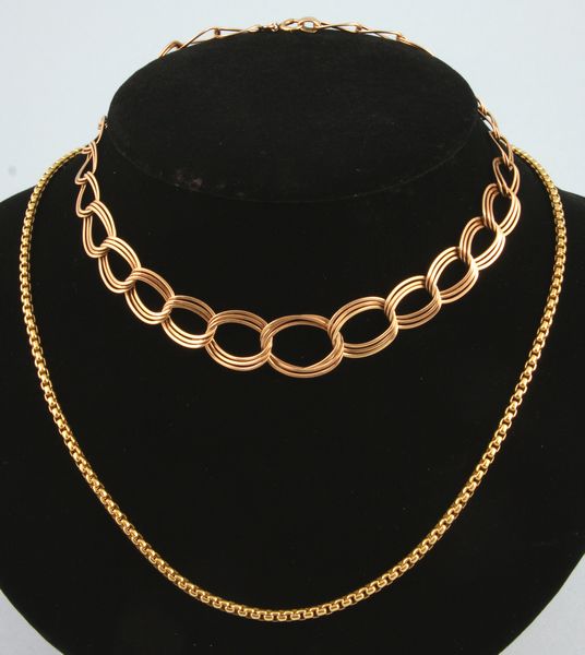 Appraisal: Two gold necklaces including one k gold necklace l oz