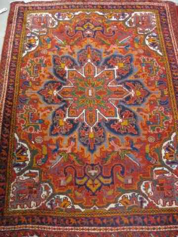 Appraisal: Heriz Persian Handmade Rug elaborate central floral medallion thick pile