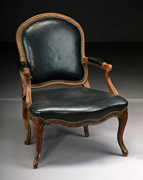 Appraisal: A Louis XV beechwood fauteuil la reine mid th century