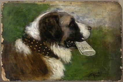 Appraisal: CASSIUS MARCELLUS COOLIDGE - ST BERNARD Oil on artistboard x