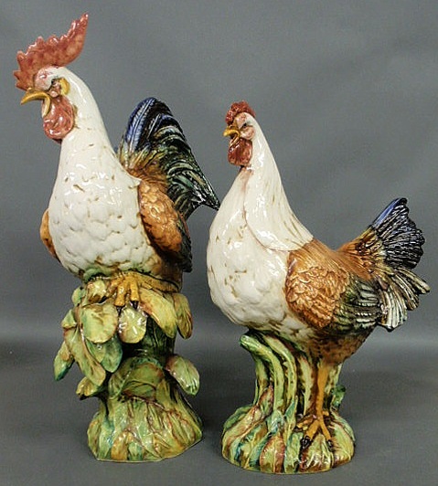 Appraisal: Colorful Italian ceramic rooster h x l and hen h