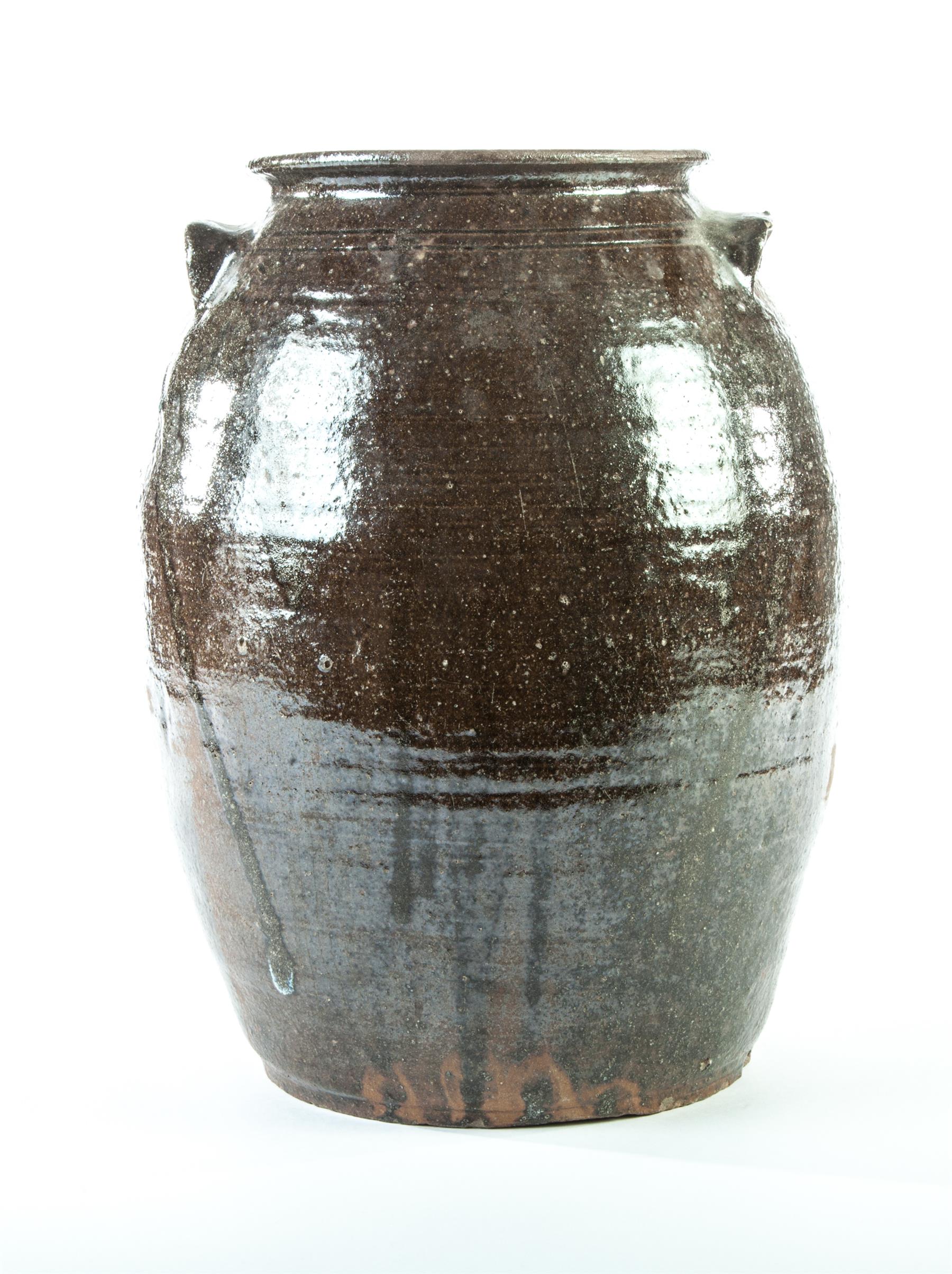 Appraisal: SOUTHERN STONEWARE JAR American mid th century Five-gallon with dark