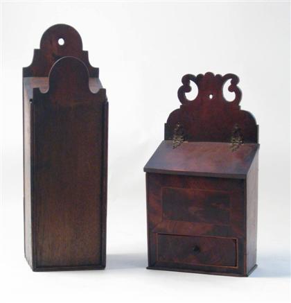 Appraisal: Two wooden wall boxes early-mid th century One of mahogany