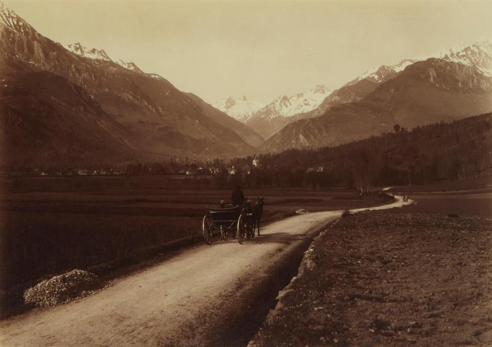 Appraisal: th Century American Mountain scene with horse and carriage Photograph