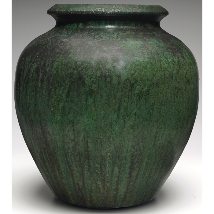 Appraisal: Large Merrimac vase bulbous shape covered with a green and