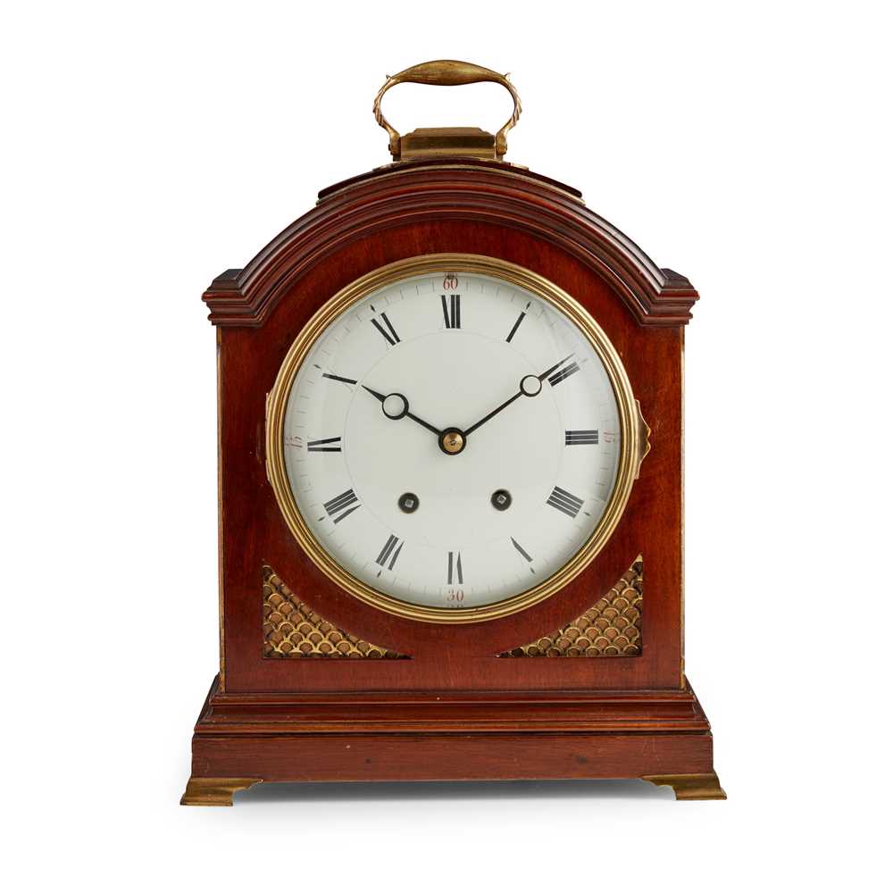 Appraisal: GEORGIAN STYLE MAHOGANY BRACKET CLOCK EARLY TH CENTURY the white