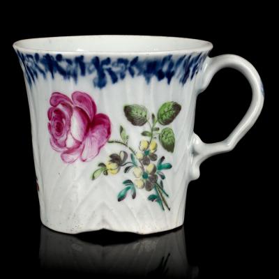 Appraisal: A Worcester feather moulded cup circa painted in London in