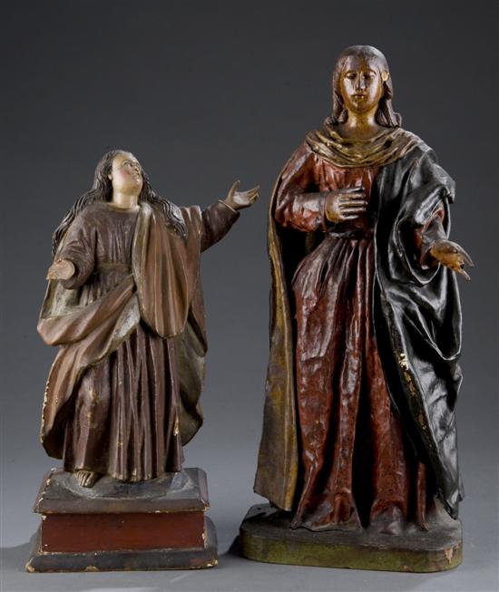 Appraisal: Pair of Continental polychrome female saints Late th early th