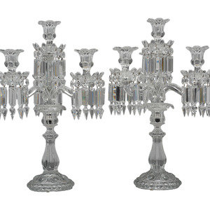 Appraisal: A Pair of Baccarat 'Medallion' Crystal Four-Light Candelabra th Century