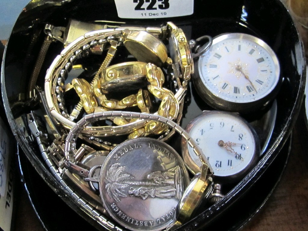 Appraisal: Lot comprising assorted watches and an abstinence medal